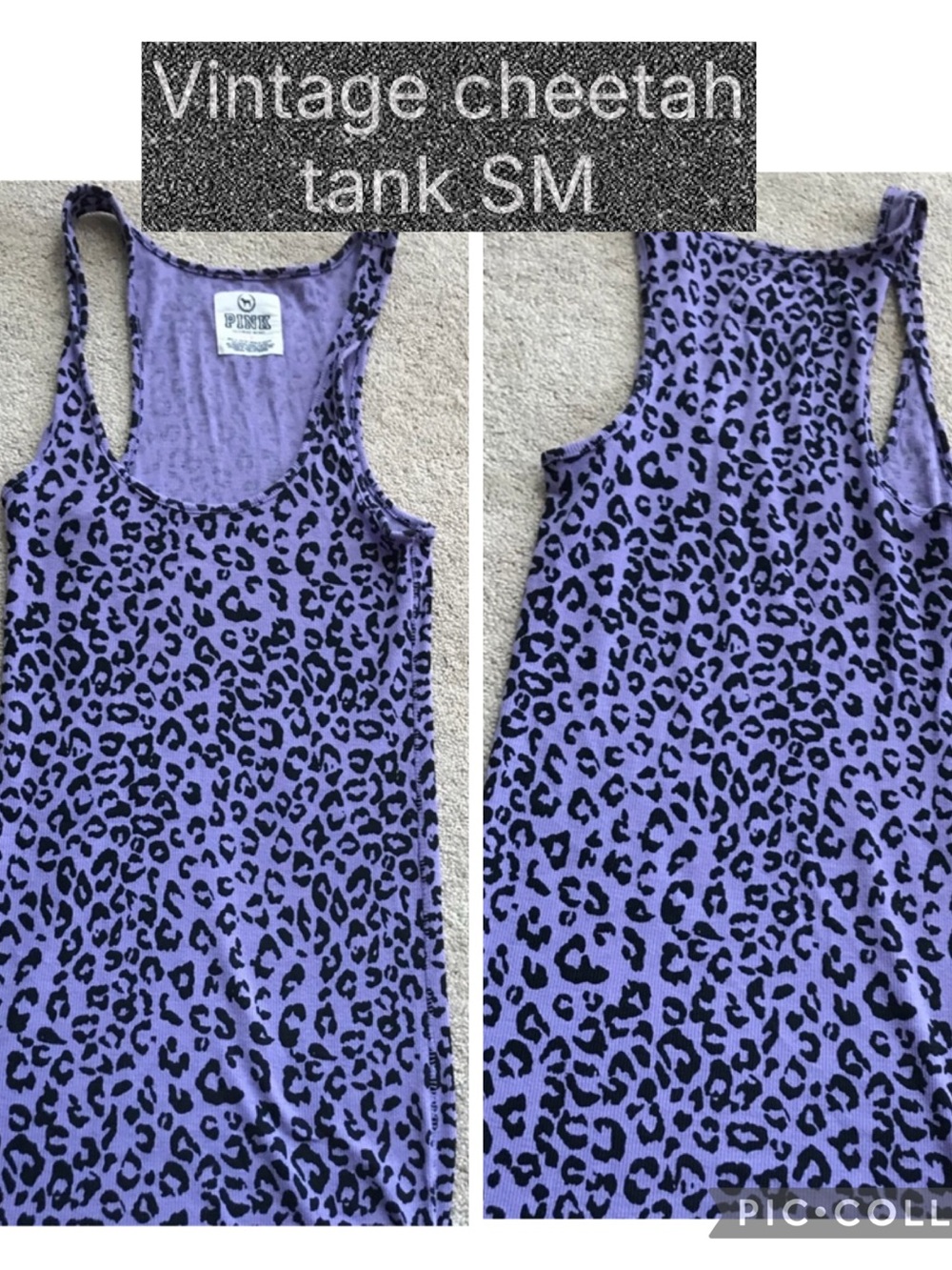VS PINK RIBBED LONG TANK CHEETAH PURPLE BLACK RARE 2010 collection